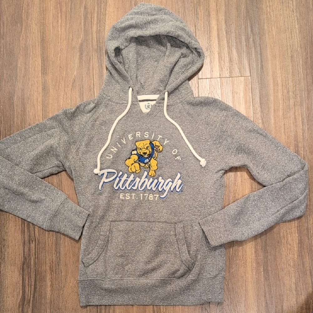 Gray University of Pittsburgh Hoodie Vintage Panther Football Design